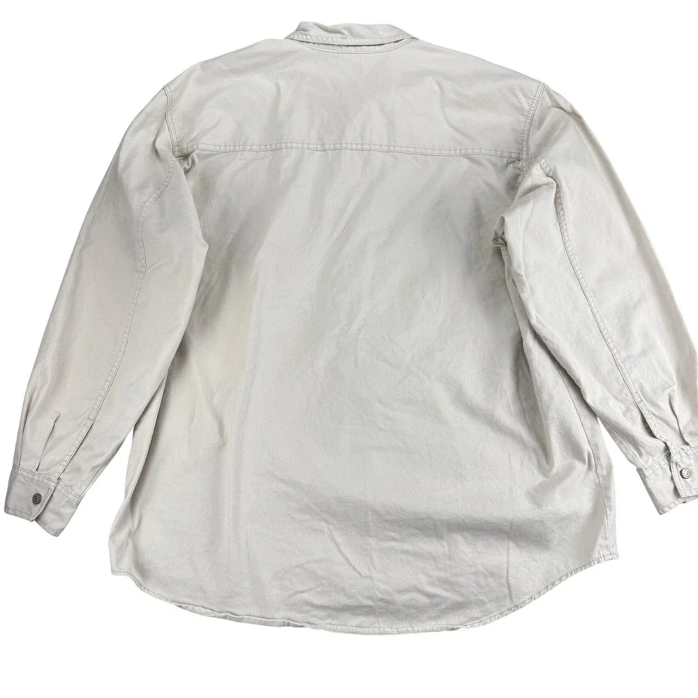 Vintage Y2K Levis Red Tab Mens XL Beige Cotton Twill Work Shirt Long Sleeve
